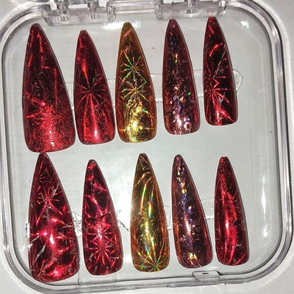 Hand crafted festive press on nails sz Large - Picture 9 of 9